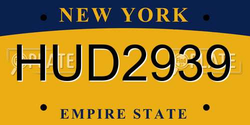 HUD2939 New York License Plate