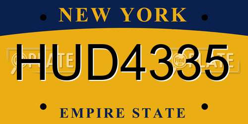 HUD4335 New York License Plate