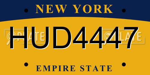 HUD4447 New York License Plate