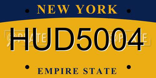 HUD5004 New York License Plate