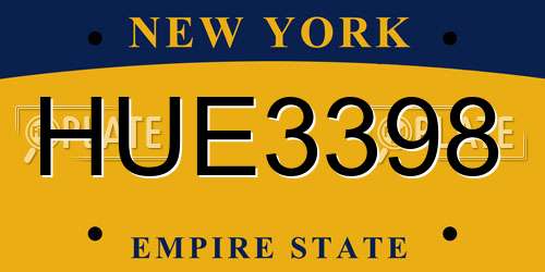 HUE3398 New York License Plate