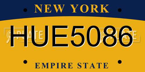 HUE5086 New York License Plate