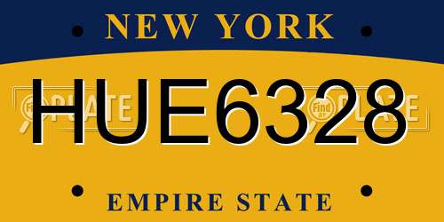 HUE6328 New York License Plate