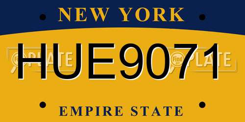 HUE9071 New York License Plate