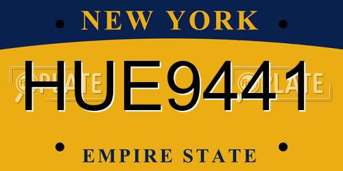 HUE9441 New York License Plate