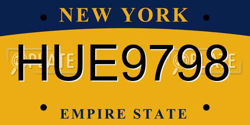 HUE9798 New York License Plate