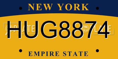 HUG8874 New York License Plate