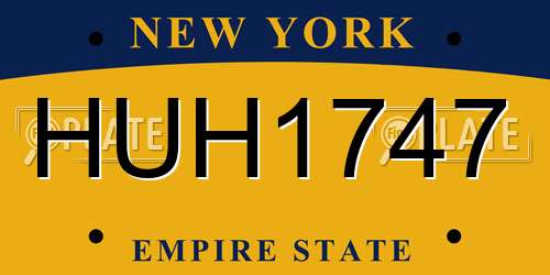 HUH1747 New York License Plate