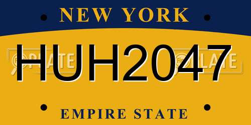 HUH2047 New York License Plate