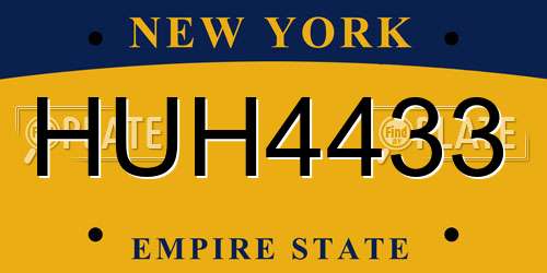 HUH4433 New York License Plate