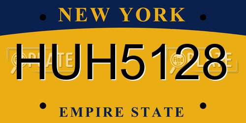 HUH5128 New York License Plate