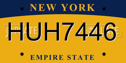 HUH7446 New York License Plate