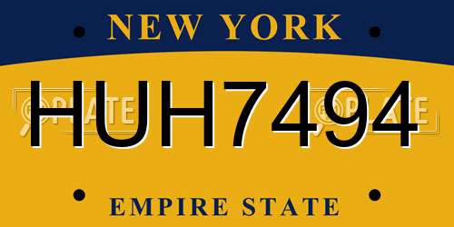 HUH7494 New York License Plate