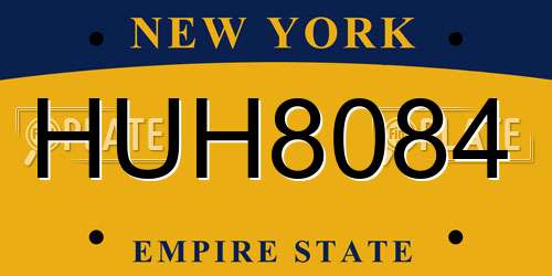HUH8084 New York License Plate
