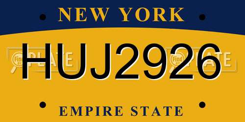 HUJ2926 New York License Plate