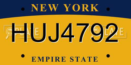 HUJ4792 New York License Plate