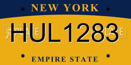 HUL1283 New York License Plate