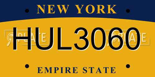 HUL3060 New York License Plate