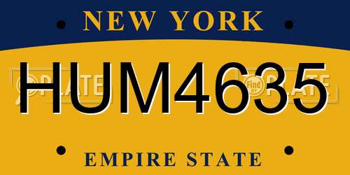 HUM4635 New York License Plate