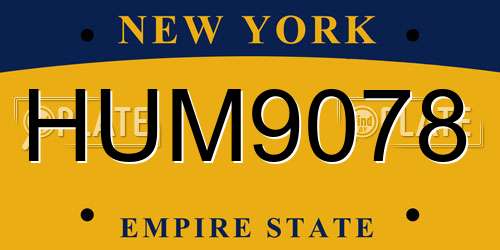HUM9078 New York License Plate