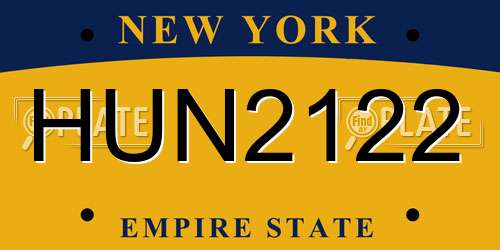 HUN2122 New York License Plate