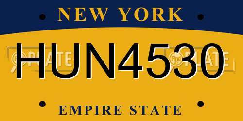 HUN4530 New York License Plate
