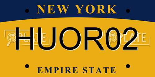 HUOR02 New York License Plate