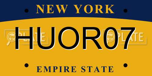 HUOR07 New York License Plate