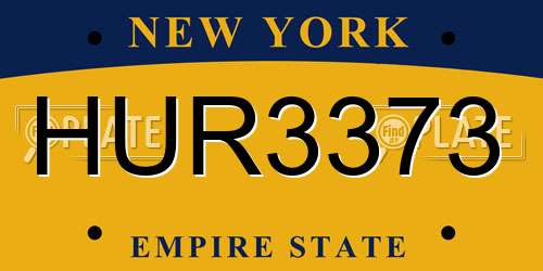 HUR3373 New York License Plate