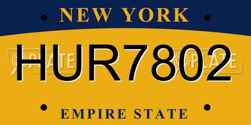 HUR7802 New York License Plate