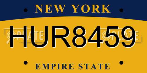 HUR8459 New York License Plate