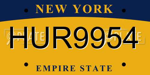 HUR9954 New York License Plate