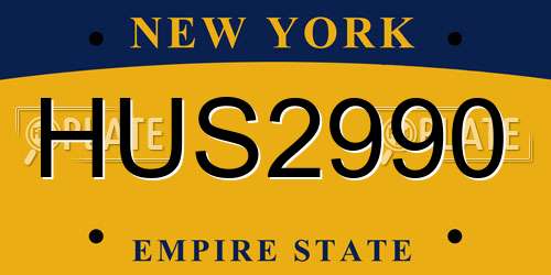 HUS2990 New York License Plate