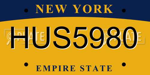 HUS5980 New York License Plate