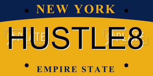 HUSTLE8 New York License Plate