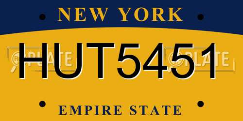 HUT5451 New York License Plate