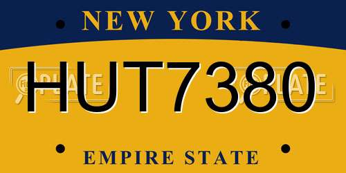 HUT7380 New York License Plate