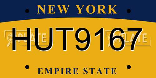 HUT9167 New York License Plate