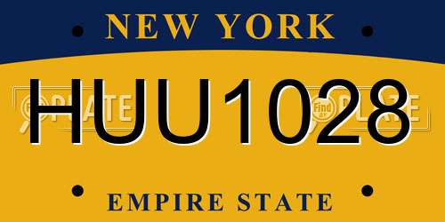 HUU1028 New York License Plate