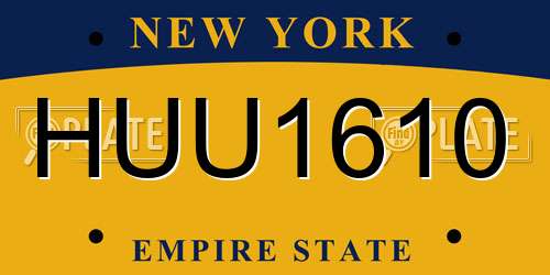 HUU1610 New York License Plate