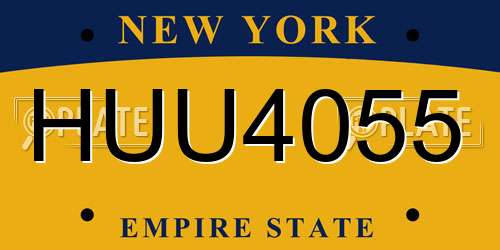 HUU4055 New York License Plate