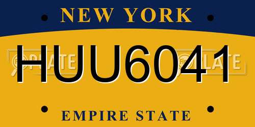 HUU6041 New York License Plate