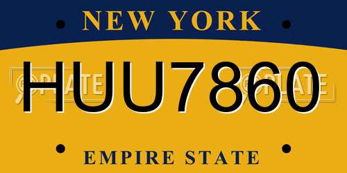 HUU7860 New York License Plate