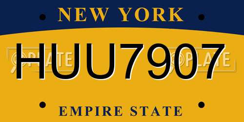 HUU7907 New York License Plate
