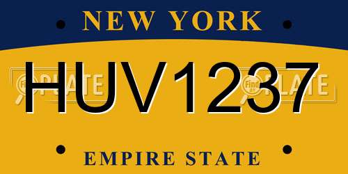 HUV1237 New York License Plate