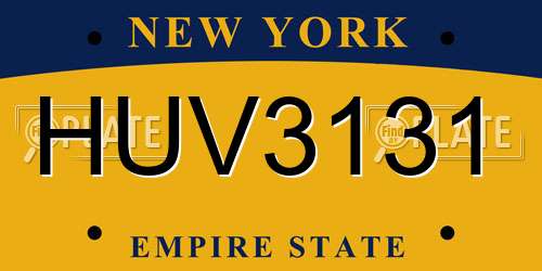 HUV3131 New York License Plate