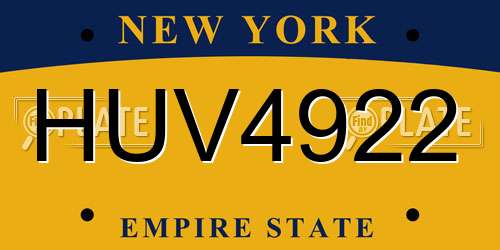 HUV4922 New York License Plate