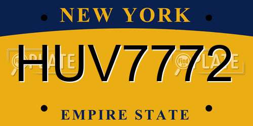 HUV7772 New York License Plate
