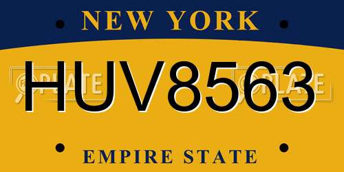 HUV8563 New York License Plate