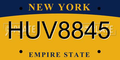 HUV8845 New York License Plate